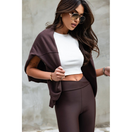 Czekoladowe elastyczne legginsy push-up wish