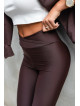 Czekoladowe elastyczne legginsy push-up wish