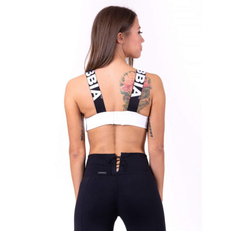 Reggiseno sportivo con i lacci N694 BIANCO NEBBIA