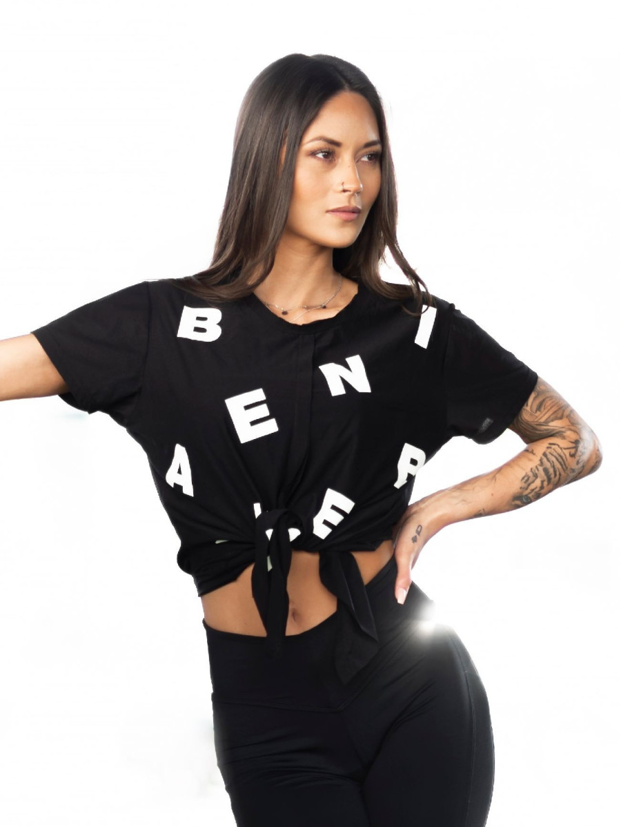 Tied knot Letters T-shirt N680 BLACK NEBBIA