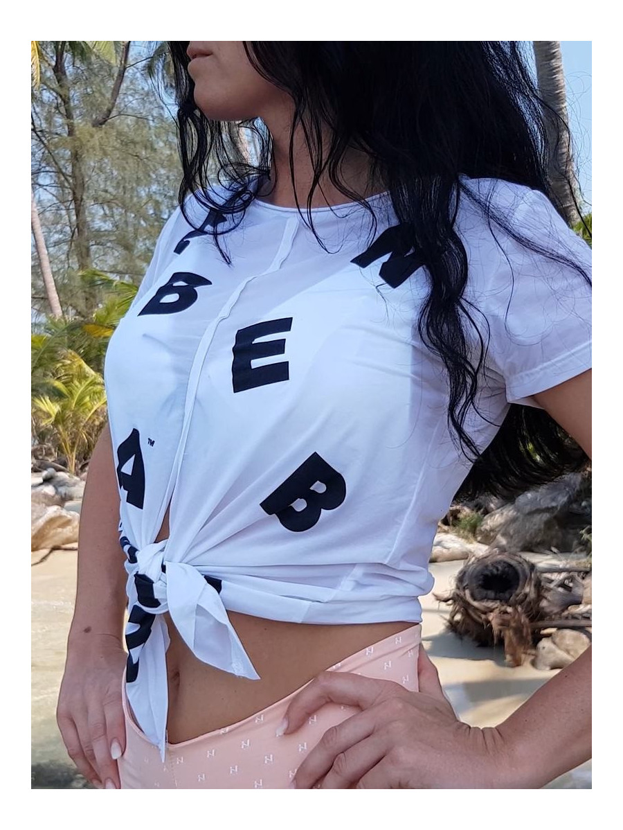 Tied knot Letters T-shirt N680 WHITE NEBBIA