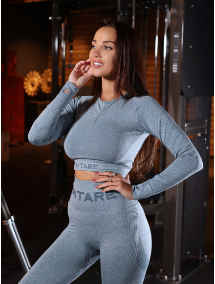 Crop top bezszwowy PUSH UP MAX K084 niebieski MITARE