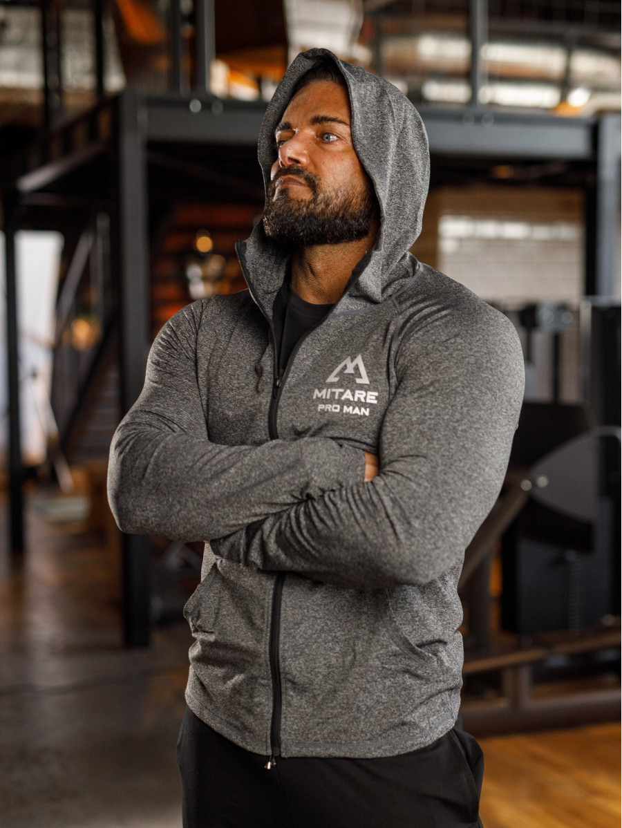 Hooded sweatshirt K085 grey MITARE PRO MAN