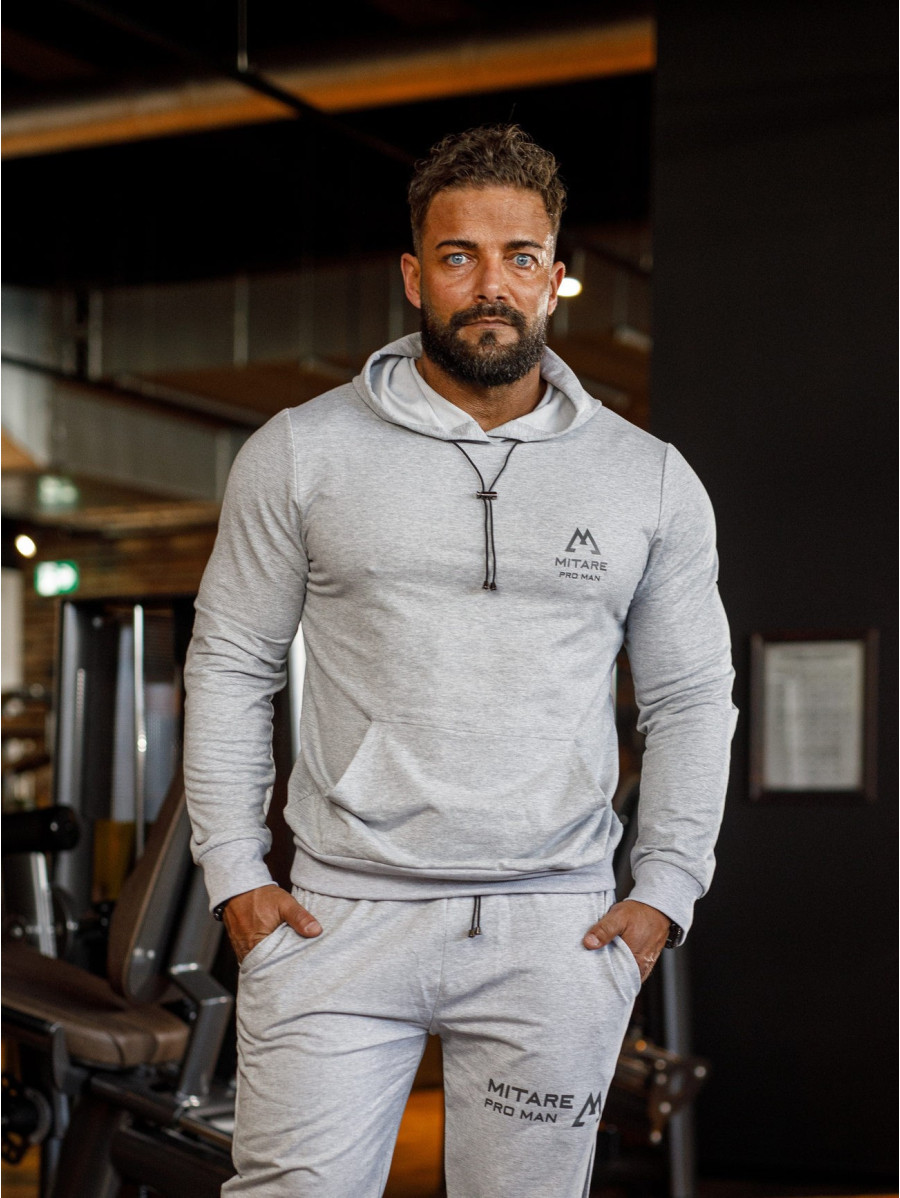 Felpa con cappuccio K088 grigio chiaro MITARE PRO MAN