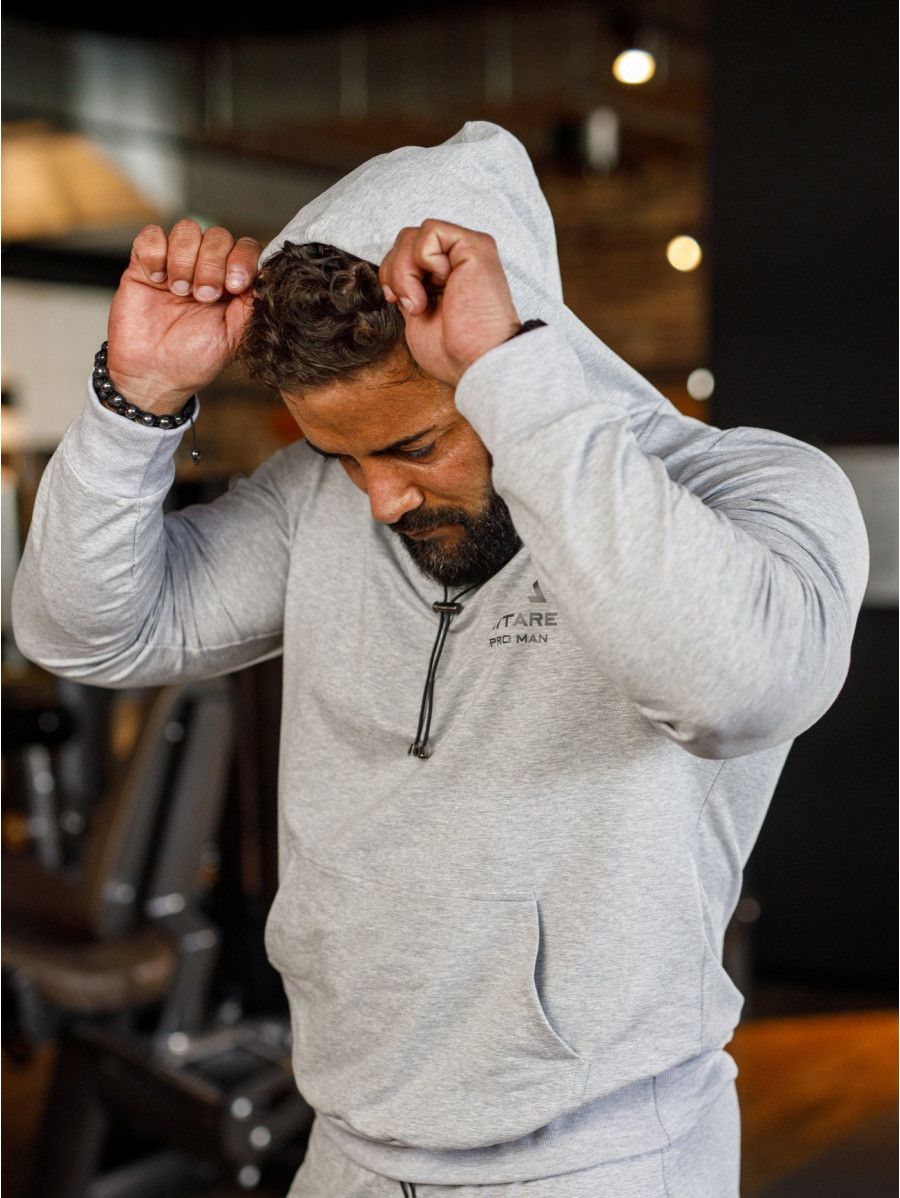 Hooded sweatshirt K088 light gray MITARE PRO MAN
