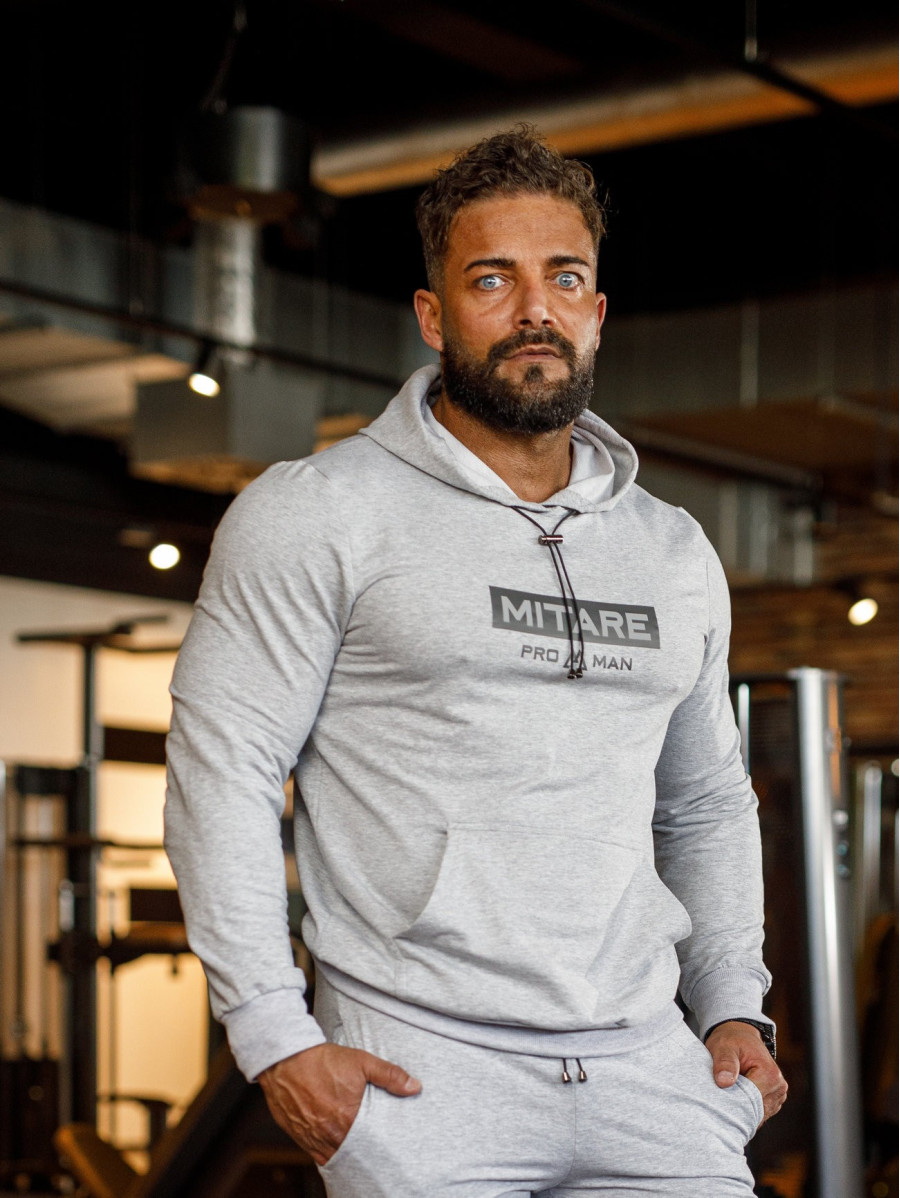 Hooded sweatshirt K103 light gray MITARE PRO MAN