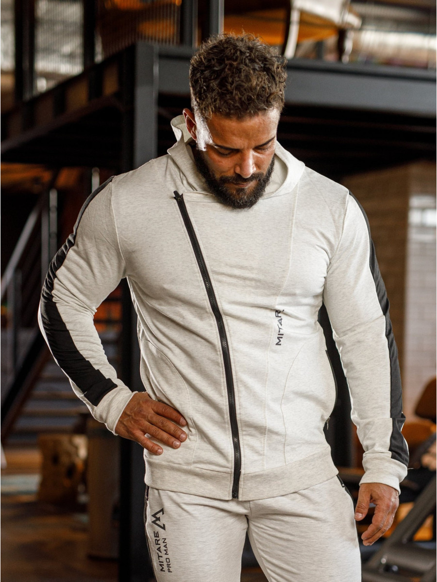 Felpa con cappuccio K097 grigio chiaro MITARE PRO MAN