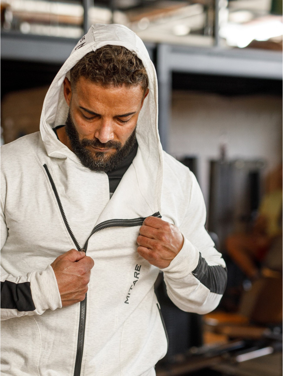 Hooded sweatshirt K097 light gray MITARE PRO MAN