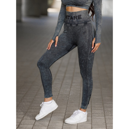 Legginsy damskie bezszwowe czarne PUSH UP MAX MARBLE K111 MITARE