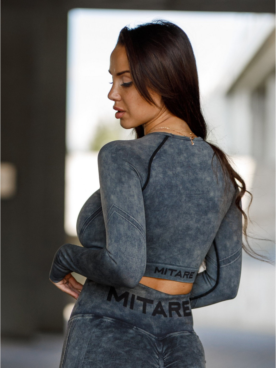 Nahtloses Crop Top PUSH UP MAX MARBLE K110 schwarz MITARE