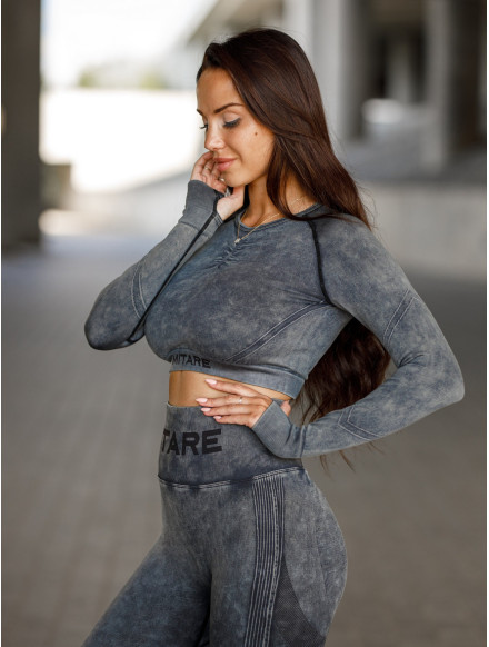 Seamless Crop Top PUSH UP MAX MARBLE K110 black MITARE