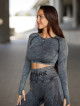 Nahtloses Crop Top PUSH UP MAX MARBLE K110 schwarz MITARE