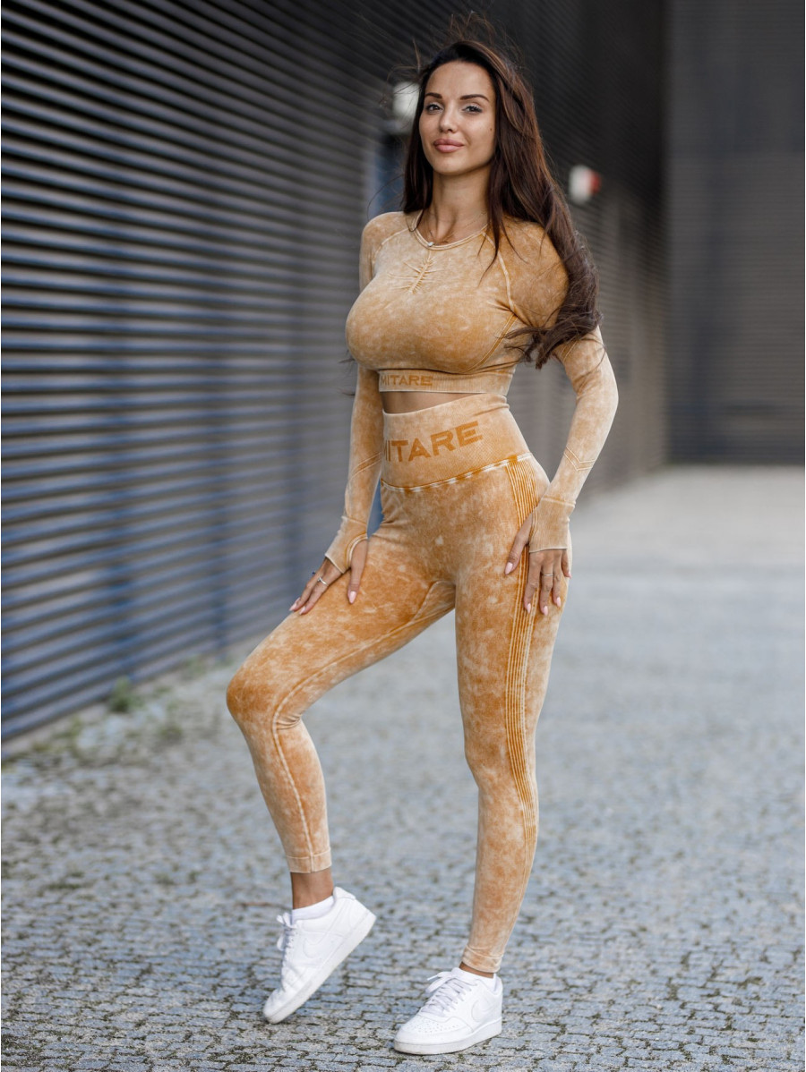 Top corto sin costuras PUSH UP MAX MARBLE K110 mostaza MITARE