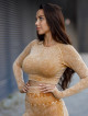 Crop top bezszwowy PUSH UP MAX MARBLE K110 musztardowy MITARE