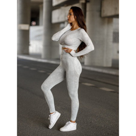 Seamless leggings PUSH UP MAX MARBLE K111 light gray MITARE