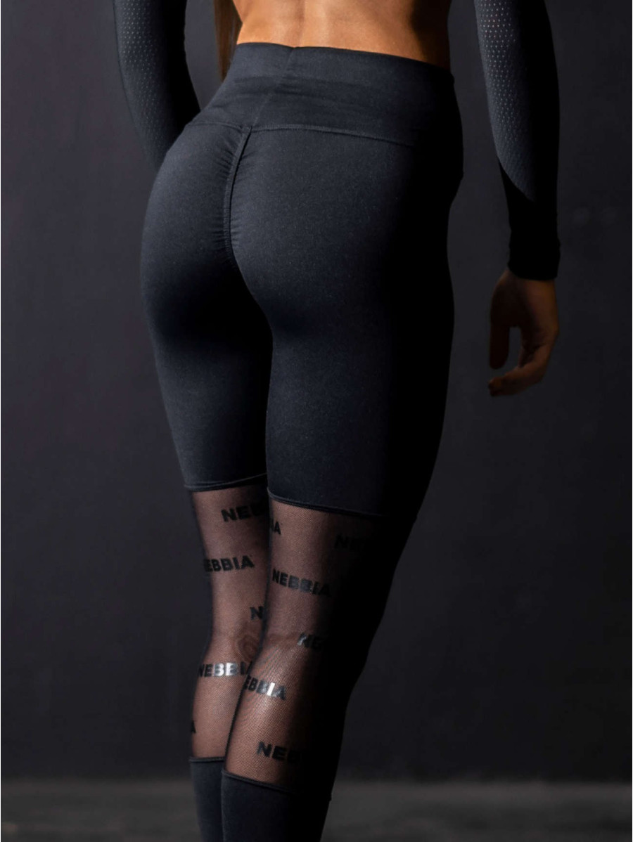Legginsy z siateczką N666 czarne NEBBIA