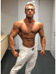 AW Spodnie joggery MODEL N719 KREMOWY NEBBIA