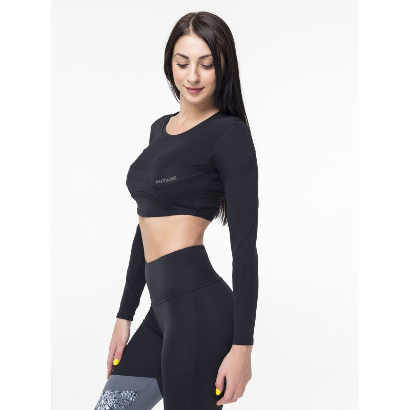 Crop Top z długim rękawem SWEET K026 czarny MITARE