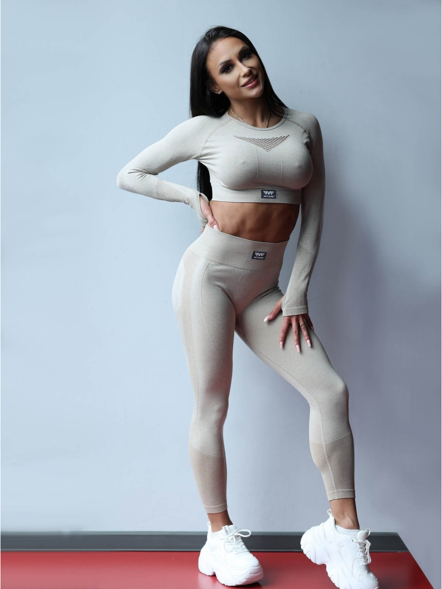Legginsy damskie modelujące wyszczuplające cappuccino PUSH UP HYPNOTIZE K130 MITARE