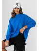 Niebieska bluza simple ze stójką i przeszyciami